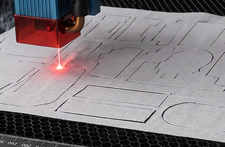 Laser cutting textile material on a CNC cutting bed